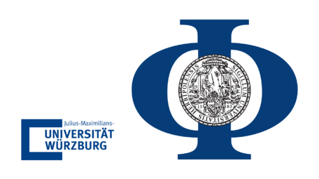 Logo der Fakultät für Physik und Astronomie der Universität Würzburg mit stilisiertem Physiksymbol und Universitätsname.